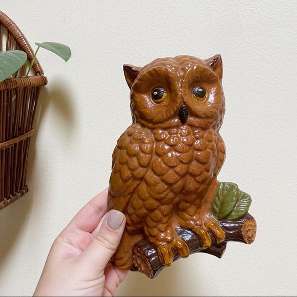 Vintage Retro Owl Chalkware Wall Decor Set Boho - Picture 5 of 7